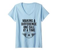 Womens Making A Difference One Call At A Time Cop Police Officer V-Neck T-Shirt
