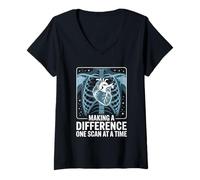 Womens Making A Difference One Scan at A Time Radiology Pride V-Neck T-Shirt