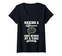 Women's Making A Difference One Word At A Time SLP Life V-Neck T-Shirt