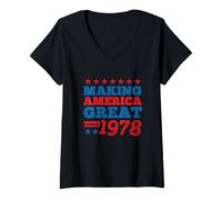 Womens Making America Great Since 1978 Bold Stars V-Neck T-Shirt