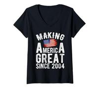 Womens Making America Great Since 2004 21 Year Old V-Neck T-Shirt