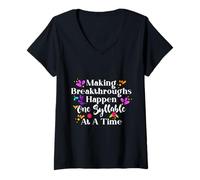 Women's Making Breakthroughs One Syllable At A Time Speech Therapy V-Neck T-Shirt