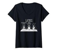 Womens Making Latkes Funny Hanukkah Chanukah Retro Rosh Hashanah V-Neck T-Shirt