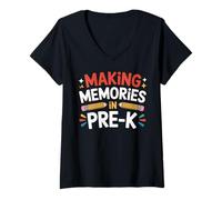 Womens Making Memories in Pre-K Funny Preschool Teacher V-Neck T-Shirt
