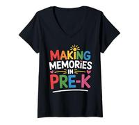 Womens Making Memories in Pre-K Funny Preschool Teacher V-Neck T-Shirt