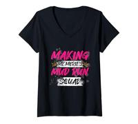 Women's Making Memories mud Run Squad Muddy Race Mud Run Mud Run V-Neck T-Shirt