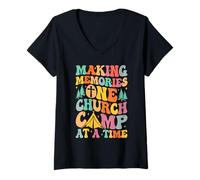 Womens Making memories one Church camp at a time V-Neck T-Shirt
