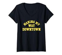 Womens Making My Way Downtown Apparel V-Neck T-Shirt