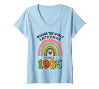Womens Making The World A Better Place Since 1985 V-Neck T-Shirt