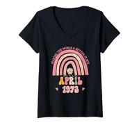 Women's Making The World A Better Place Since April 1973 Birthday V-Neck T-Shirt