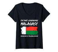 Women's Malagasy Flag Funny Madagascar V-Neck T-Shirt