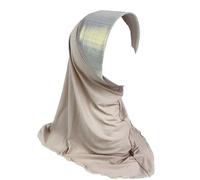 Women's Malay Headscarf Hard Brim Hat Bright Silk Solid Color Head Scarf Muslim Hijab Turban Islam Wrap Apricot Pnnrk