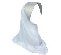 Women's Malay Headscarf Hard Brim Hat Bright Silk Solid Color Head Scarf Muslim Hijab Turban Islam Wrap White