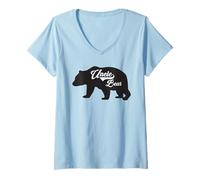 Women's Male Relative Bear Silhouette Apparel V-Neck T-Shirt