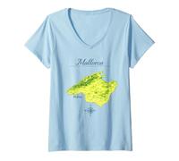 Women's Mallorca Map - Palma Balearic Island V-Neck T-Shirt