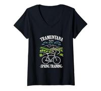 Womens Mallorca Tramuntana Spring Bicycle Cycling Bicycles Cyclist V-Neck T-Shirt