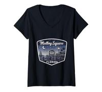 Women's Mallory Square Florida Sunset Sailboat Night Stars Palm V-Neck T-Shirt
