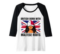 Womens Maltese Roots British Born Girl Pride Malta Heritage Raglan Baseball Tee