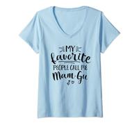 Womens Mam-gu Welsh Grandma My Favorite People Call Me Mam-gu V-Neck T-Shirt