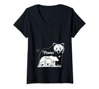 Women's Mama Bear Baby Bear Mom to Be Pregnancy Reveal Art V-Neck T-Shirt