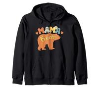 Womens Mama Bear Groovy Mamma Bear Zip Hoodie