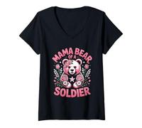 Women's Mama Bear of a Soldier V-Neck T-Shirt