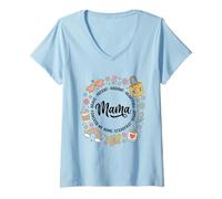 Women's Mama Brave Patient Radiant Heartfull Joyful V-Neck T-Shirt