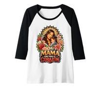 Womens Mama Con Todo El Corazon Raglan Baseball Tee
