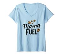 Women's Mama Fuel Coffee Bean Energy Boost V-Neck T-Shirt
