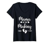 Women's Mama in the Making Mom to Be Pregnancy Announcement V-Neck T-Shirt