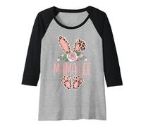Womens Mama LEE Cute Leopard Bunny Ears Floral Easter Raglan Baseball Tee