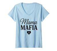 Women's Mama Mafia T Shirt for Moms Funny Protective Mom Life V-Neck T-Shirt