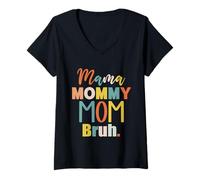 Womens Mama Mommy Mom Bruh Vintage Mother's Day Mom Retro Mother V-Neck T-Shirt