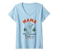 Women's Mama My Favorite Color is Camouflage Wolf Archer V-Neck T-Shirt