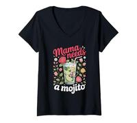 Women's Mama Needs a Mojito Cocktail Rum V-Neck T-Shirt