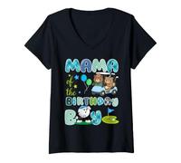 Women's Mama of The Birthday Boy Hole in One Golf Lover V-Neck T-Shirt