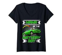 Womens Mama of The Birthday Boy Race Car Party Family Matching V-Neck T-Shirt