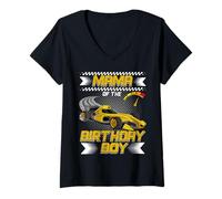 Womens Mama of The Birthday Boy Race Car Party Family Matching V-Neck T-Shirt
