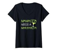 Women's Mamacita Needs a Margarita Funny Cinco de Mayo Mom Drinking V-Neck T-Shirt