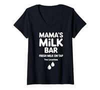 Women's Mamas Milk Bar Funny Breast Feeding V-Neck T-Shirt