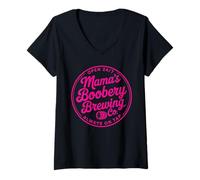 Women's Mamas Milk Bar Funny Breast Feeding V-Neck T-Shirt