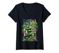 Women's Mamba Snake American Green Mamba US Mamba V-Neck T-Shirt