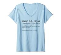 Womens Mamma Mia Italian Dictionary Definition Funny V-Neck T-Shirt