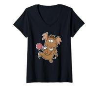 Womens Mammoth Playing Soccer V-Neck T-Shirt