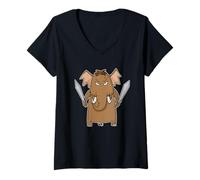 Women's Mammoth with Swords V-Neck T-Shirt