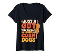 Women's Man Corn Dog Lover Dad State Fair Food V-Neck T-Shirt
