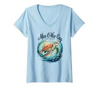 Women's Man-O-War Cay, Abaco, Bahamas Sea Turtle V-Neck T-Shirt