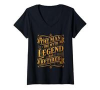Women's Man The Myth Legend Has Retired Retirement Veteran V-Neck T-Shirt