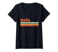 Women's MANA Retro Personalized First Name Vintage Stripes V-Neck T-Shirt