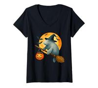 Womens Manatee Witch Hat Pumpkin Halloween Costume Men Women Kids V-Neck T-Shirt